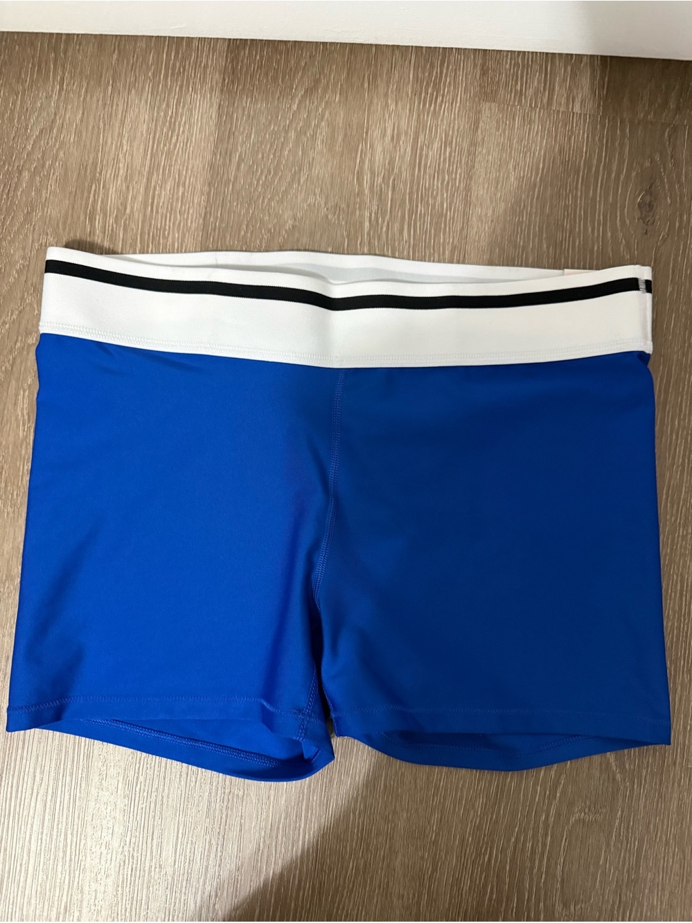 DSG Royal Blue Bike Shorts with White Waistband and Black Stripe